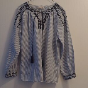 Embroidered Linen Blend Top Ptp21"